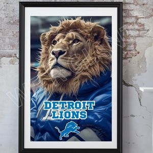 DETROIT LIONS MASCOT POSTER NFL TEAM 11X17 WALL ART LIONS FOOTBALL